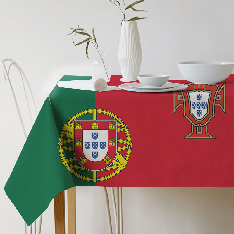 2021欧洲杯24强足球队徽国旗标志亚麻桌布球迷餐厅酒吧装饰台布