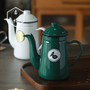 日本制原装 鹤嘴珐琅专业手冲壶咖啡壶达人手冲壶1L 进口kalita日式