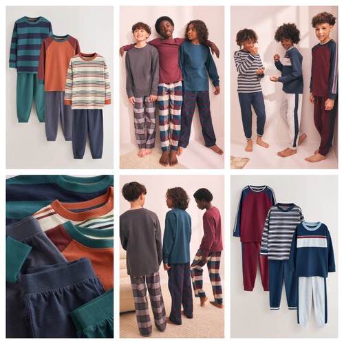 NEXT拼色方格印花长袖居家服睡衣