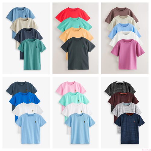 英国NEXT童装 25夏新男童大男孩雄鹿刺绣纯色基础款纯棉短袖T恤 - 封面