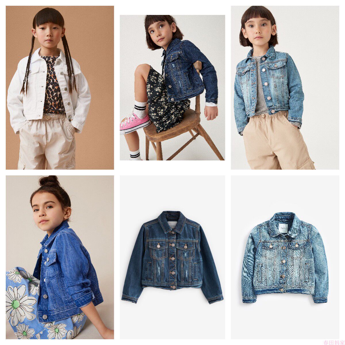 英国next亲子装 24春新女童大女孩蓝色洗水复古牛仔西部夹克外套