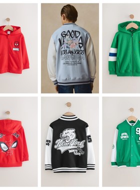 英国NEXT亲子装 25秋新男童大男孩红色Spiderman卡通拉链连帽外套