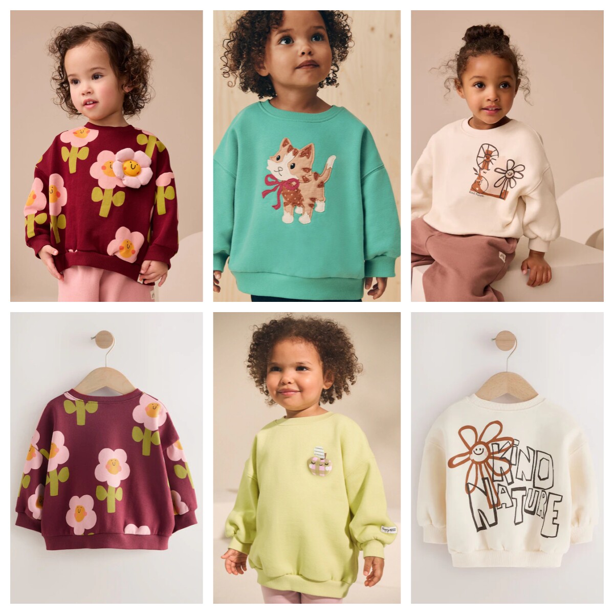 英国next童装 25秋新女童女宝宝太阳花苹果卡通薄绒圆领卫衣 上衣