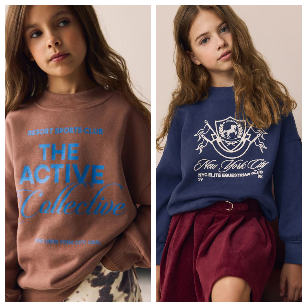 next学院风标语印花薄绒套头卫衣