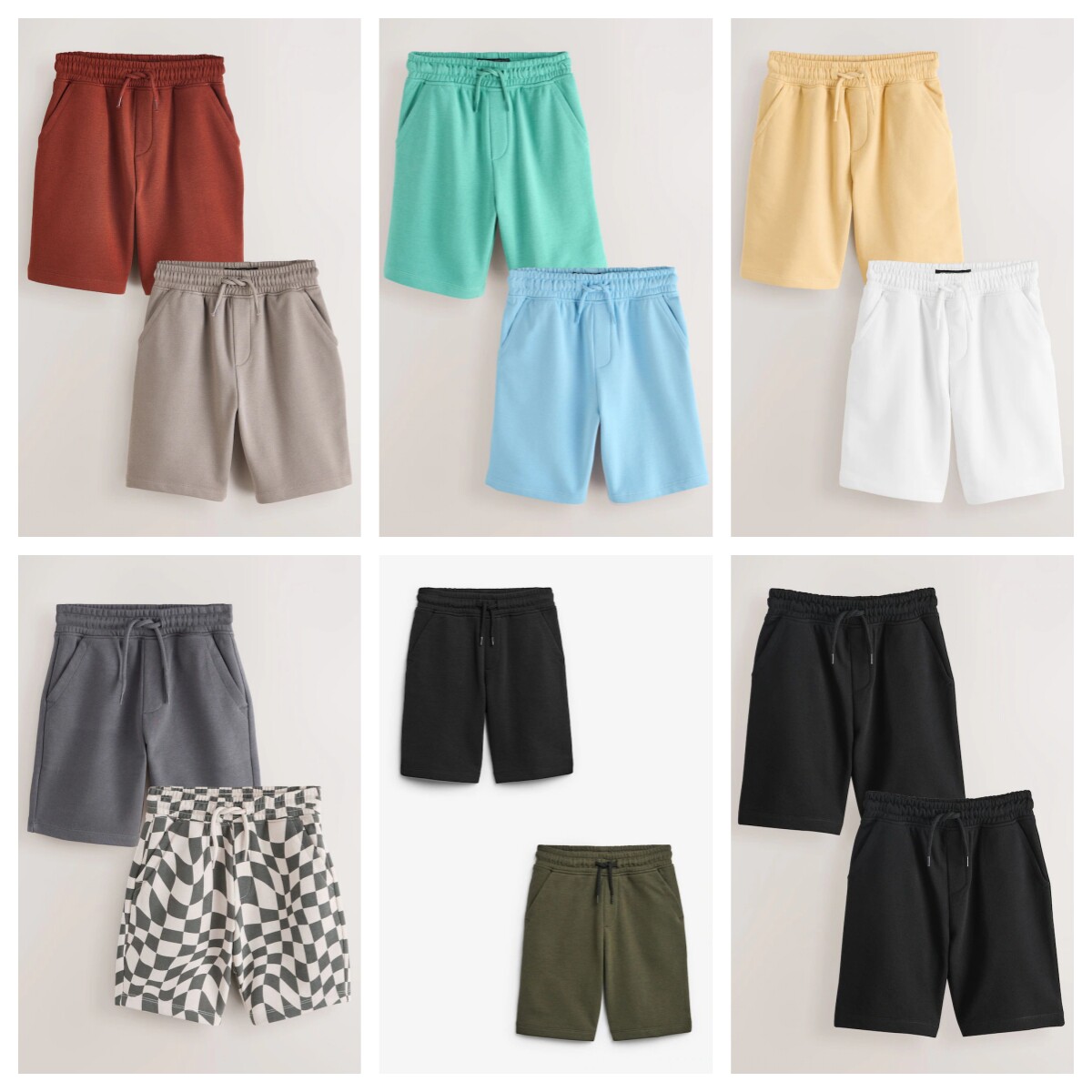 英国NEXT亲子装 26夏新男童大男纯色橡筋腰基础款柔软运动裤 短裤