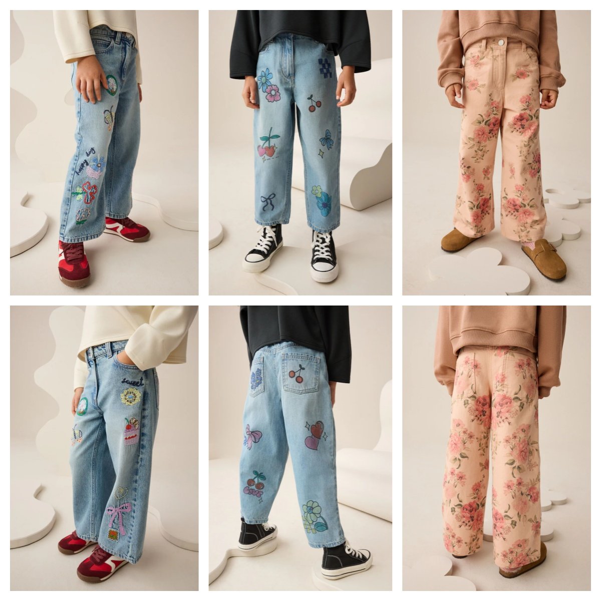 NEXT复古版型花卉印花牛仔裤