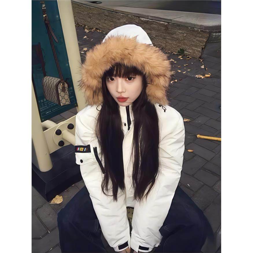 2025冬季新款毛领派克棉服女短款国潮白色棉袄加厚巨好看情侣棉衣,个性定制/设计服务/DIY,棉服工装,淘宝优惠券,粉丝福利购,淘宝优惠卷