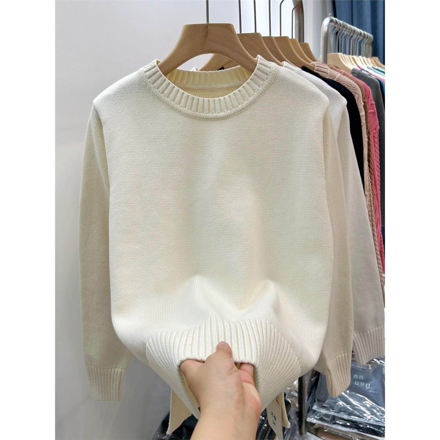 正肩好货  100%纯棉毛衣女士打底衫套头春秋冬基础款宽松型针织衫,个性定制/设计服务/DIY,棉服工装,淘宝优惠券,粉丝福利购,淘宝优惠卷