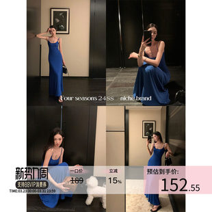 区区欧阳针织吊带连衣裙女夏季辣妹包臀长裙收腰修身显瘦长款裙子