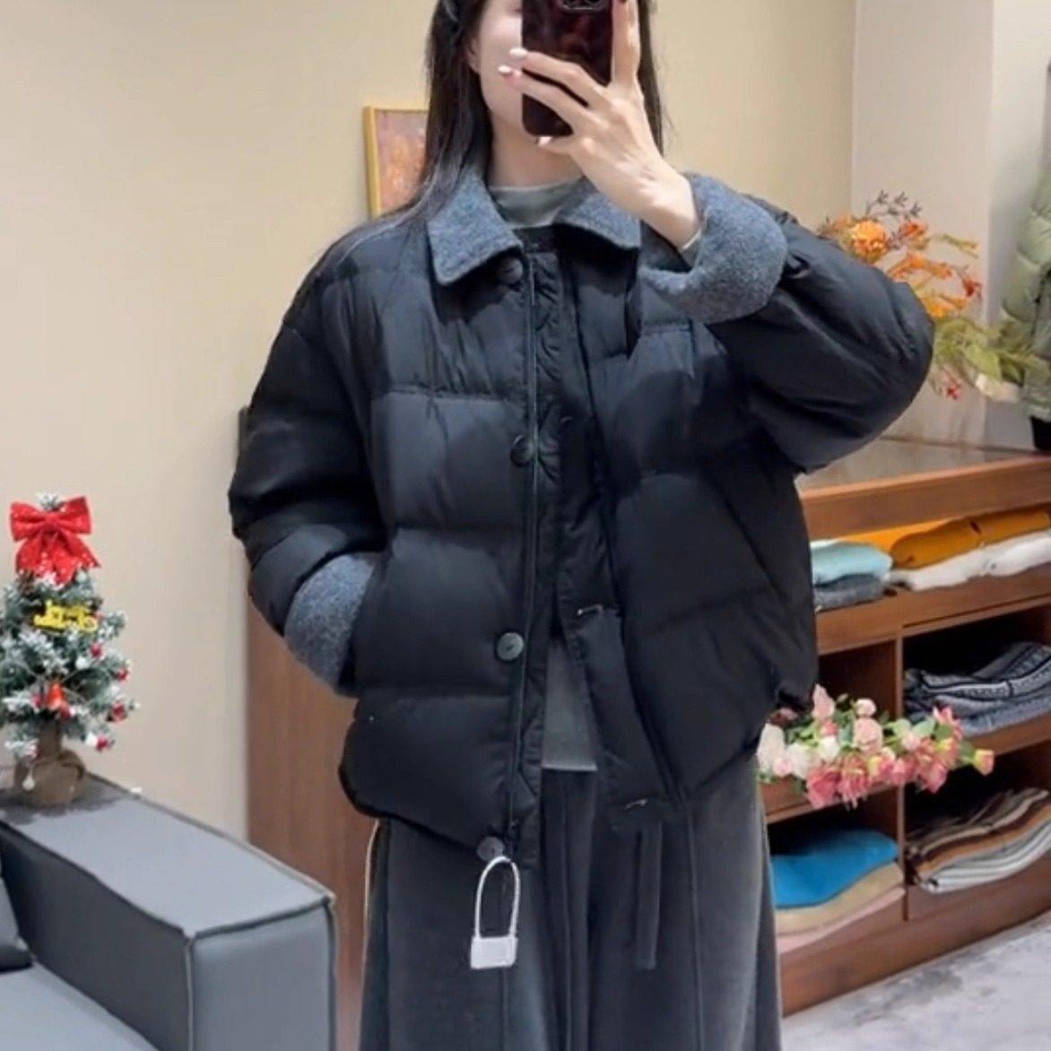 撞色简约翻领棉服女短款2025冬季新款宽松加厚巨好看保暖棉袄外套,个性定制/设计服务/DIY,棉服工装,淘宝优惠券,粉丝福利购,淘宝优惠卷