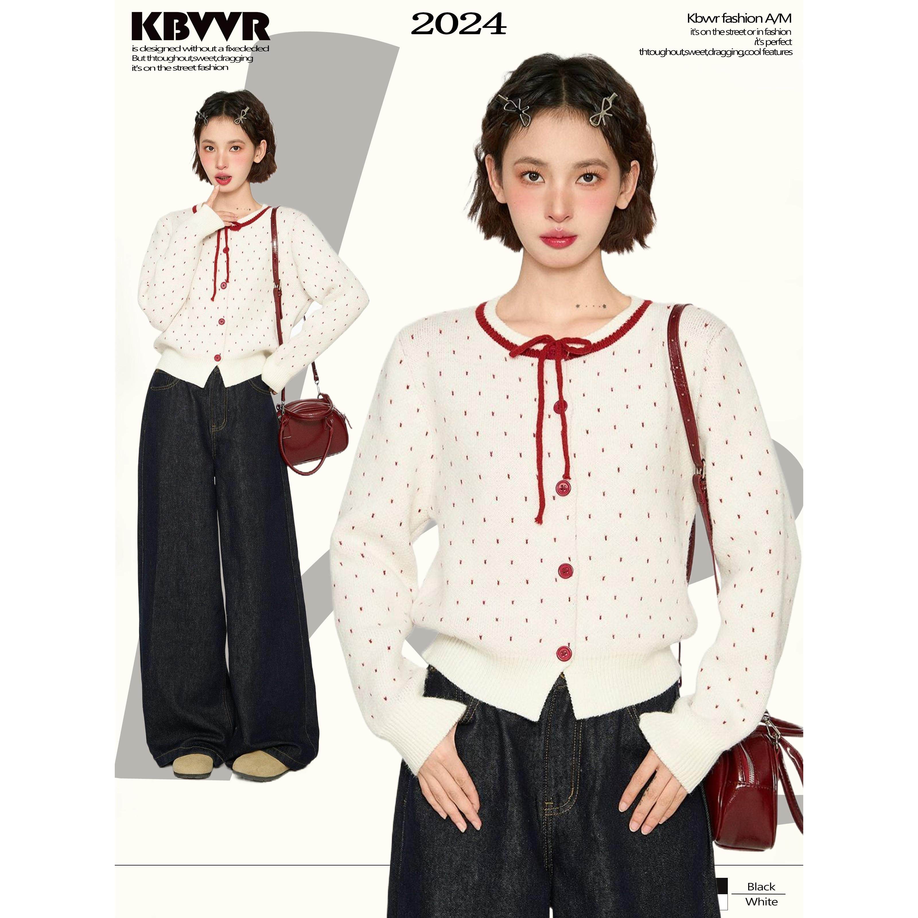 白色波点毛衣开衫女秋冬冬季韩系短款修身针织衫外套内搭打底上衣,女装/女士精品,毛衣,淘宝优惠券,粉丝福利购,淘宝优惠卷