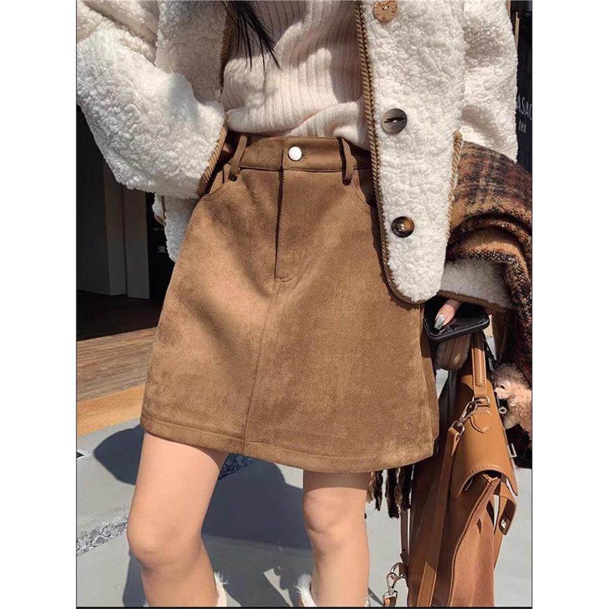 高腰麂皮绒半身裙女2025新款百搭复古棕A字裙大码包臀裙黑色短裙,个性定制/设计服务/DIY,棉服工装,淘宝优惠券,粉丝福利购,淘宝优惠卷