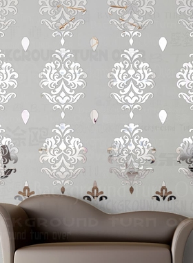 镜面墙贴墙面装饰镜子宫廷轻奢华欧式复古典花纹壁画壁纸图案R187