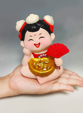 天津泥人张彩塑哏宝泥塑摆件