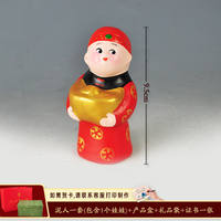 Tianjin Niren Zhang colored clay figurine doll, Prosperity doll, attracting wealth and treasures, folk characteristic handicraft decorative item, portable gift thumbnail 2