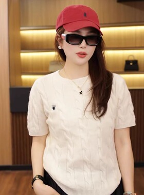 25新款 100%羊毛刺绣针织短袖上衣SH250050