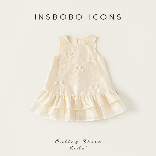 INSbobo蝴蝶结装饰网纱连衣裙