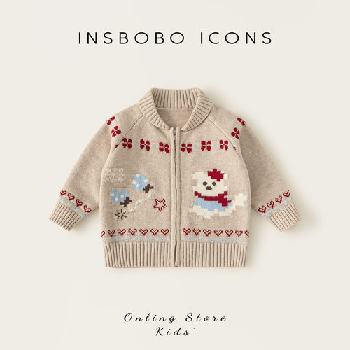 INSbobo可爱图案毛衣开衫