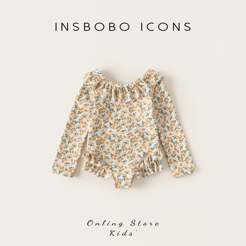 INSbobo荷叶边领子连体泳衣