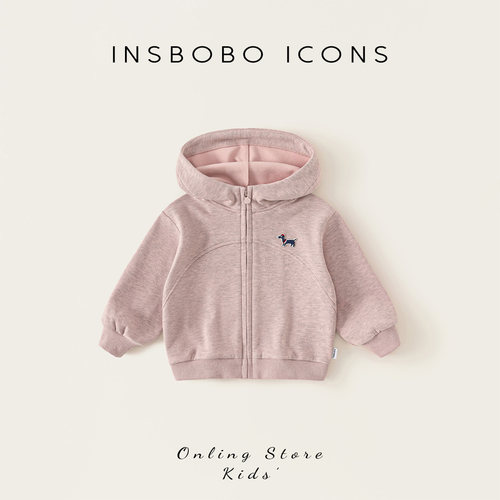 INSbobo狗狗绣标连帽外套