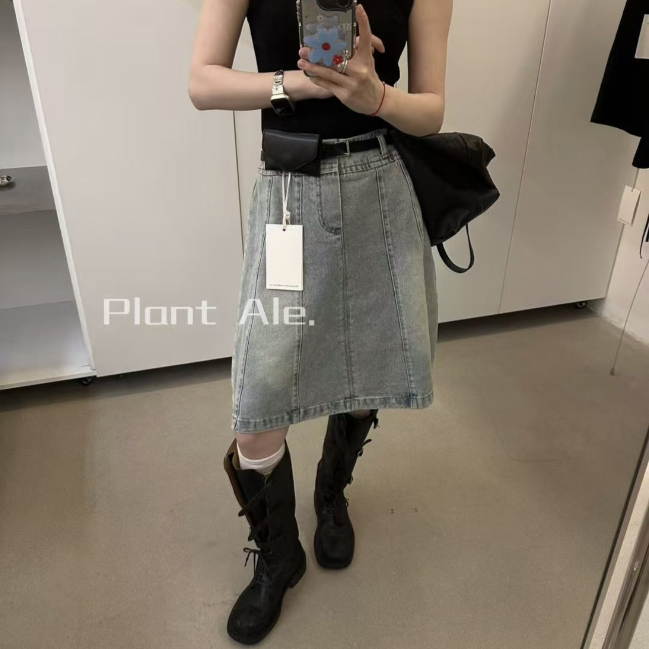 现货折扣一韩系新款复古牛仔半身裙显瘦包臀A字裙高腰短裙子H6066