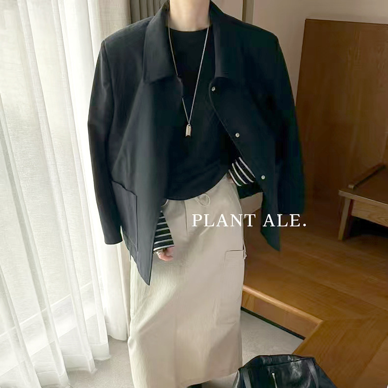 现货折扣一PlantAle韩系酷飒感翻领外套全棉通勤休闲上衣女W8338