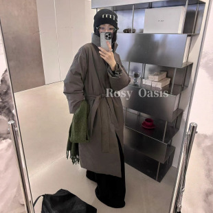 韩版 羽绒服一PlantALe白鹅绒极简纯色羽绒大衣外套8009 立领长款