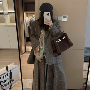 法式复古蝴蝶结刺绣西装领毛呢外套一羊毛呢冬款西装加棉加厚5183