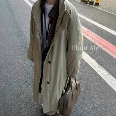 PlantAle高端风衣式鹅绒服~韩国新款白鹅绒休闲长款羽绒衣女沐泽