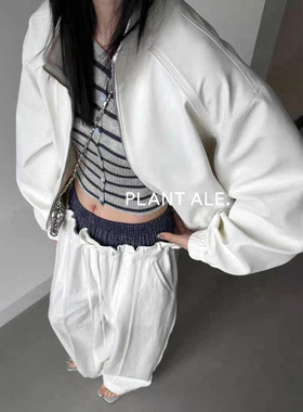 现货折扣一PLANT ALE短款立领小众设计感外套丝光感缎面立领夹克