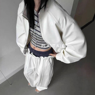 现货折扣一PLANT ALE短款立领小众设计感外套丝光感缎面立领夹克