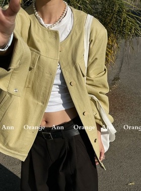 现货折扣一春秋百搭短款牛仔外套个性卡其女装夹克简约上衣88667