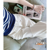 子 女设计感直筒加长白色裤 猫猫家加长女裤 秋冬新复古编织纹牛仔裤