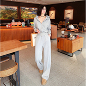 显瘦连帽卫衣阔腿裤 猫猫家加长休闲运动套装 女炸街时尚 超长两件套