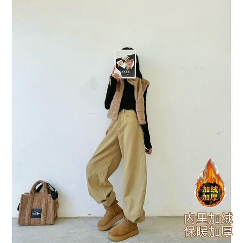 阔腿长裤厚牛仔秋冬加长女裤