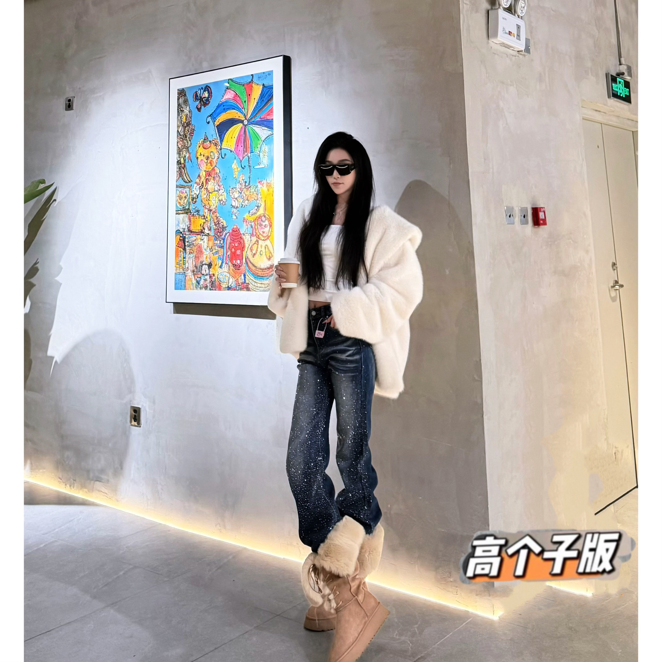 猫猫家加长女裤春夏新款美式闪钻裤女高个子喇叭裤爆闪拖地牛仔裤