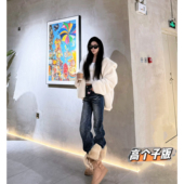 秋冬加绒加厚美式 闪钻裤 女高个子喇叭裤 猫猫家加长女裤 爆闪牛仔裤