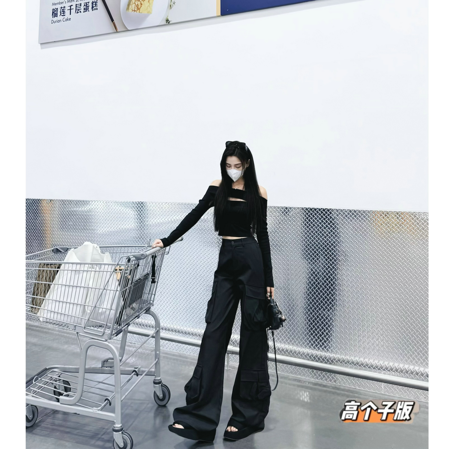 高腰原创猫猫家长裤加长女裤