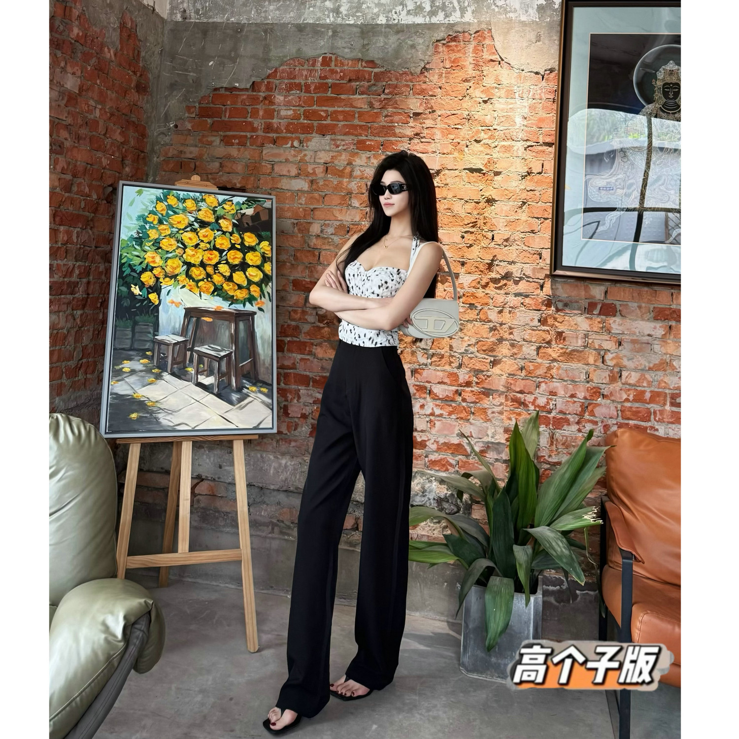 猫猫家加长女裤高个子春夏黑色西装裤女垂感窄版直筒裤弯刀阔腿裤