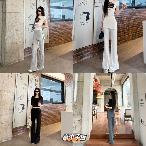 高腰原创猫猫家长裤加长女裤