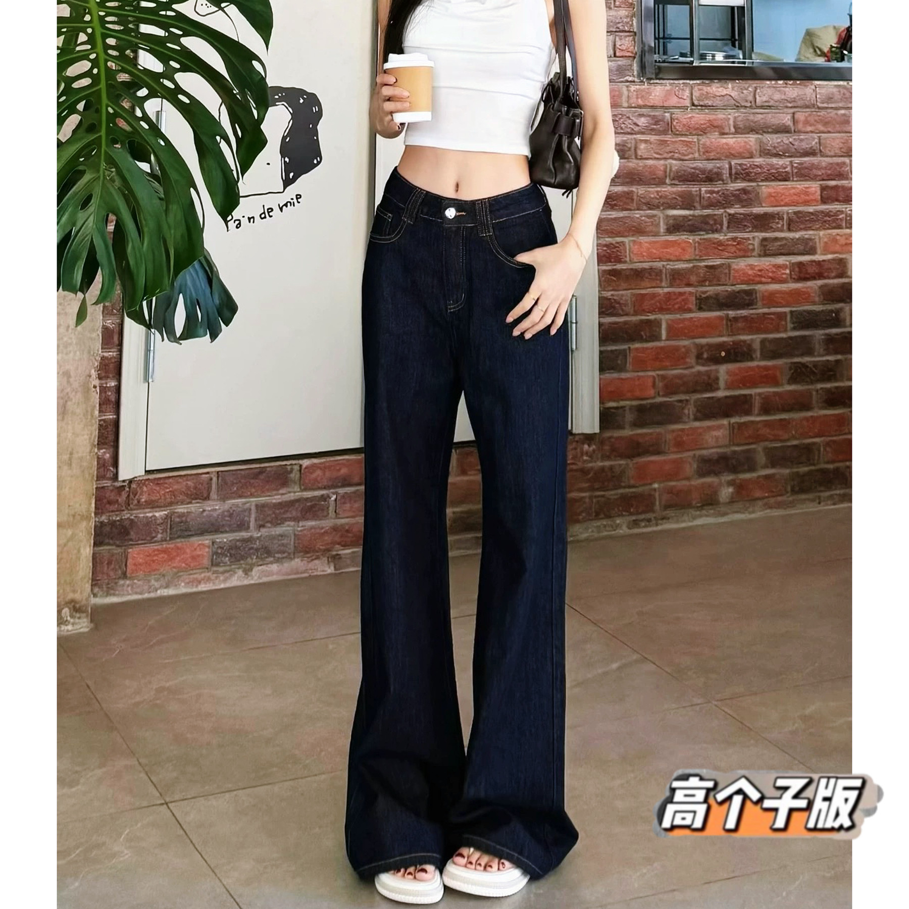 猫猫家加长女裤高个子春夏棉麻垂感慵懒裤原色翻盖口袋牛仔裤女