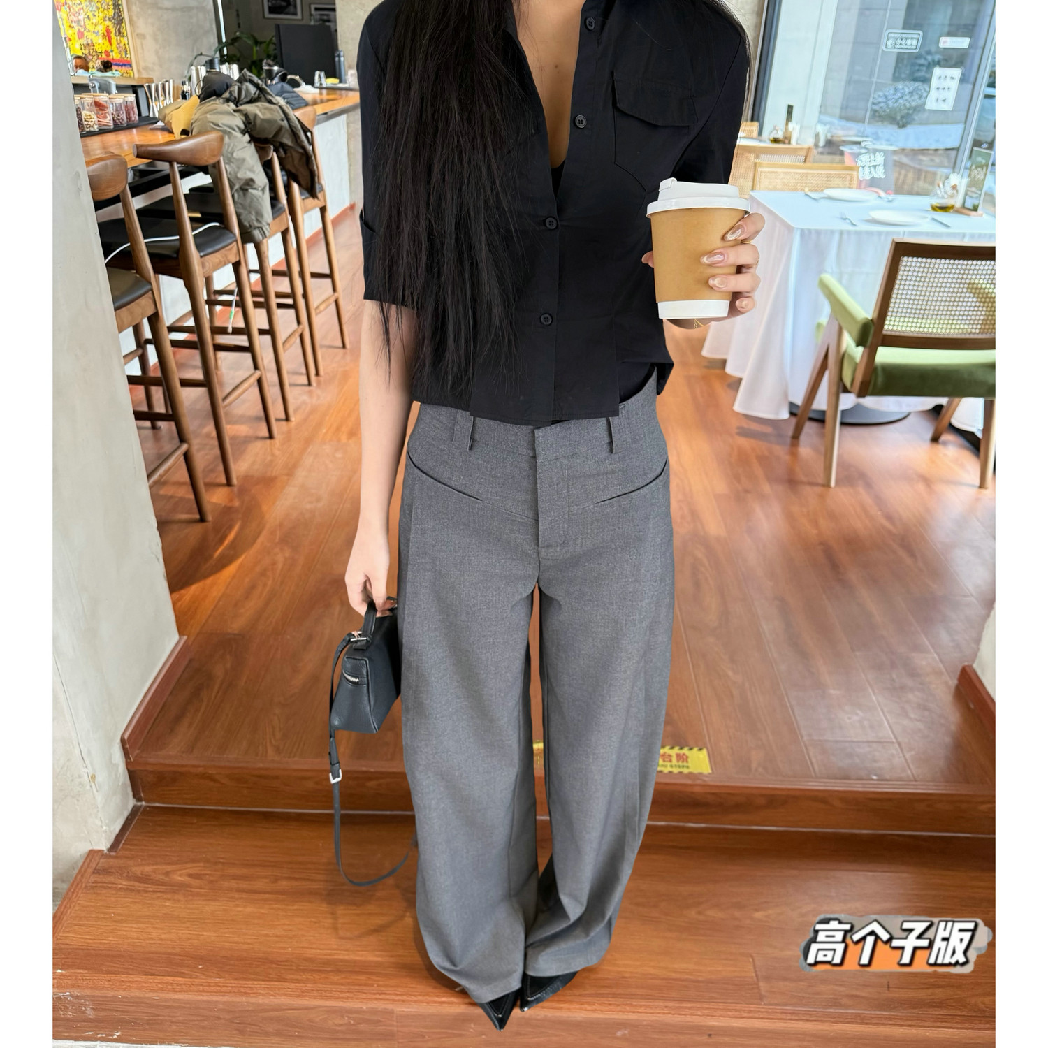 猫猫家加长女裤春夏高个子叠褶腰贴西裤女百搭阔腿垂感拖地裤宽松