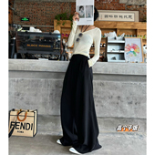 收腹高腰西装 裤 秋冬宽松显瘦阔腿裤 猫猫家加长女裤 垂感休闲拖地裤