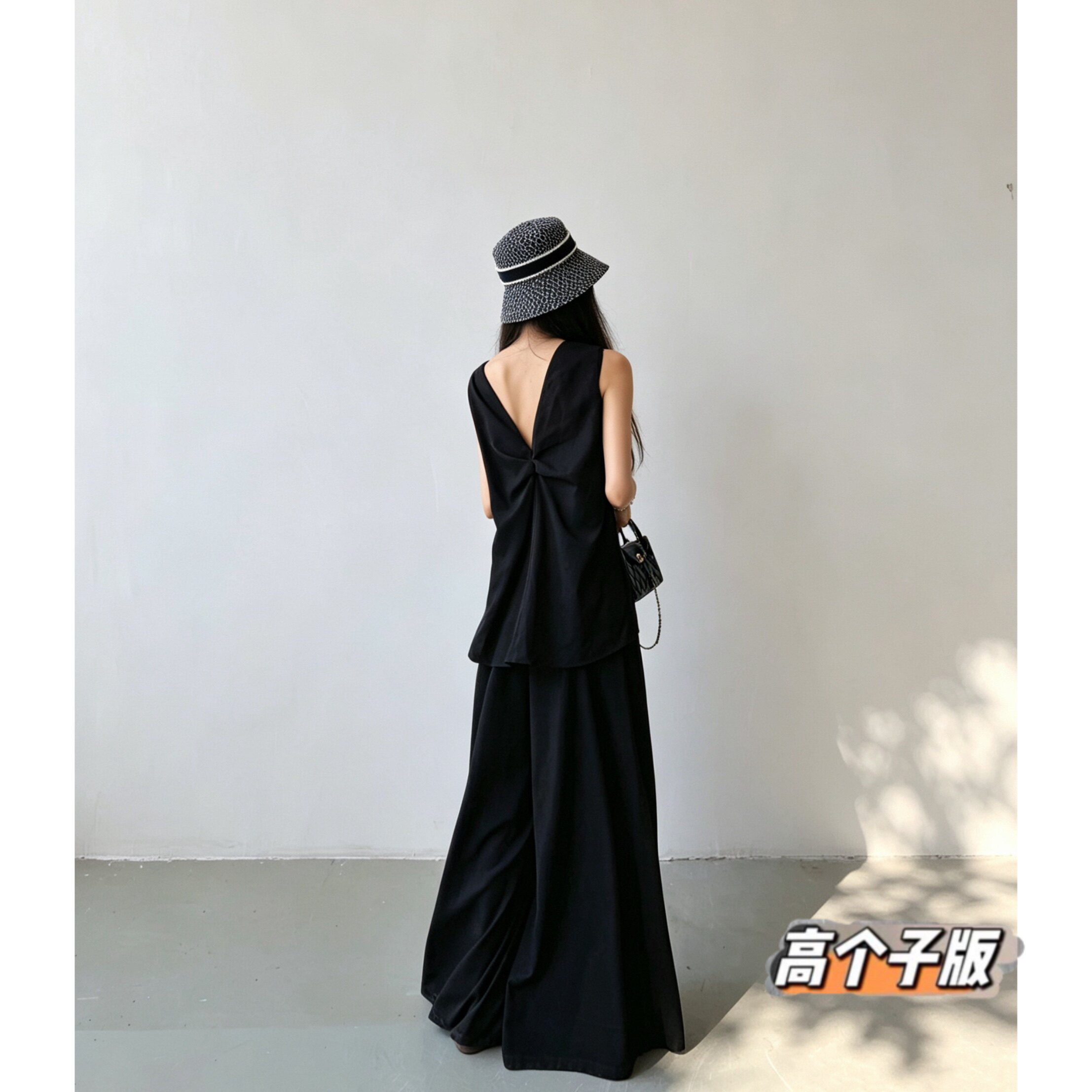 高个子夏季老钱风无袖套装图片