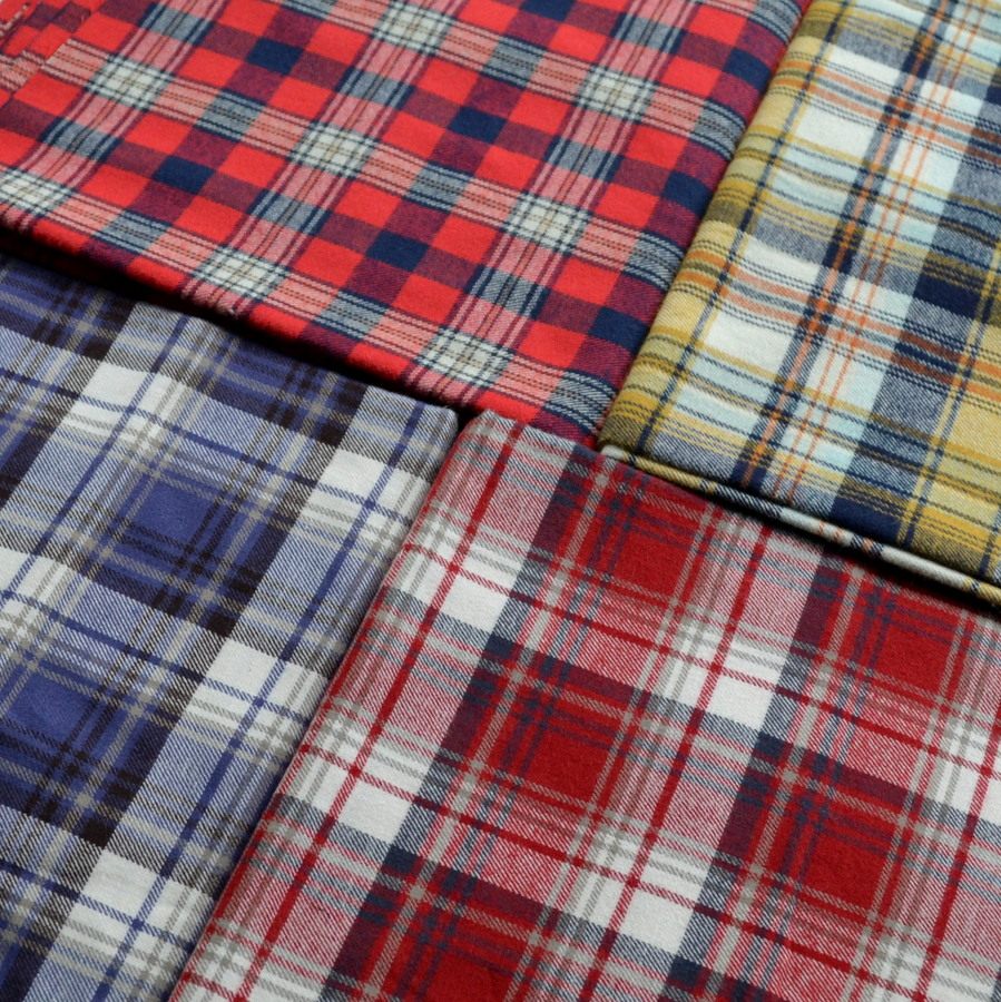 纯棉磨毛苏格兰格子 日本进口布 春秋季衬衫连衣裙子 服装面布料