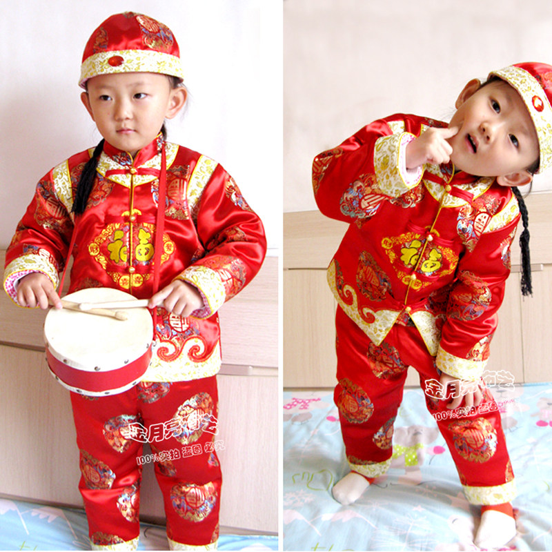 儿童套装 宝宝唐装 秋冬款加厚婴儿装 棉衣棉裤 周岁装 男宝女宝