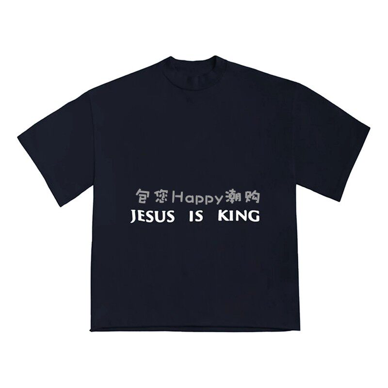 KANYE WEST 앨범 한정 세 신 유화 JESUS IS KING KANYE 편지 남성용 및 여성용 반팔 티셔츠