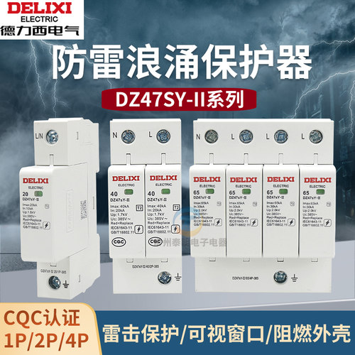 德力西DZ47SY浪涌保护器电源一二级CDY防雷击家用2P/4P避雷器385V