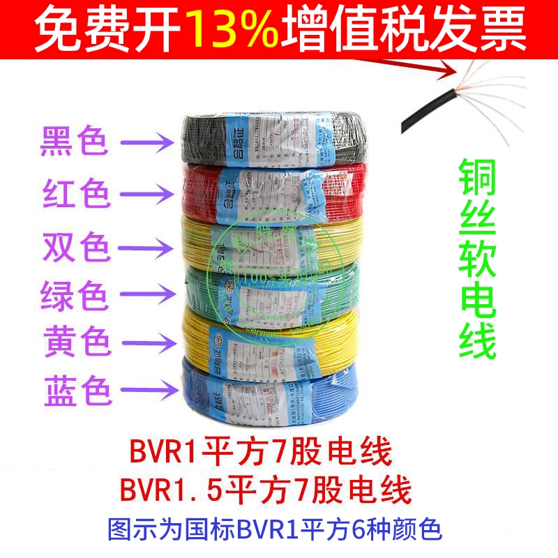 亿润国标BVR0.75/1/1.5平方7股