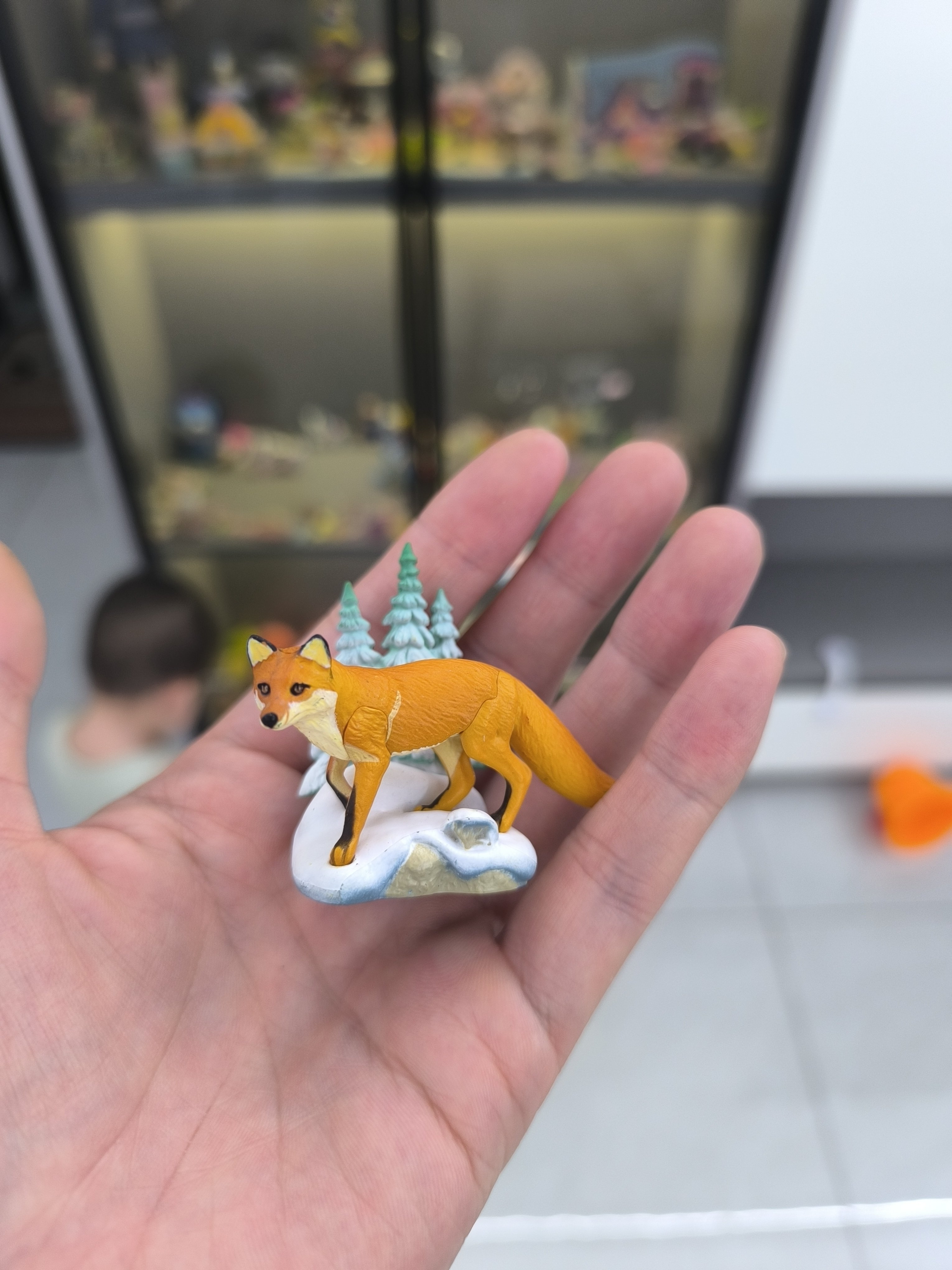 正版散货 海洋堂 扭蛋摆件场景 雪原赤狐 雪地狐狸模型